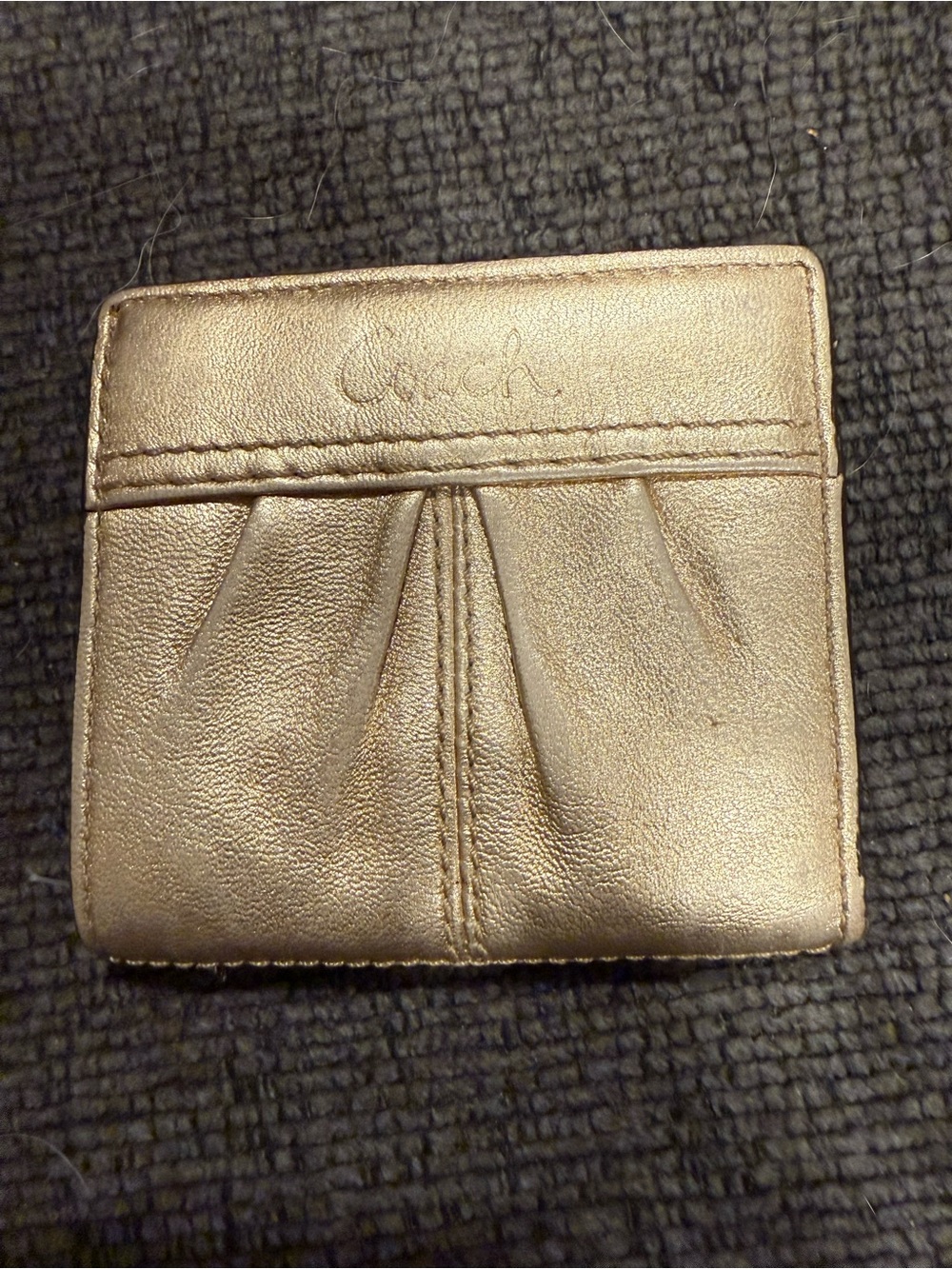 Leather Card Holder Wallet in Metallic Gold